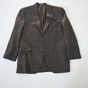 Jack Victor 40R Brown Windowpane Valutowood Mens Blazer Suit Jacket Sport Coat